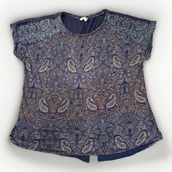 Lucky Brand Tops - Lucky Brand Women's Shirt Size 2X Blue Green Paisley Art Print Western Boho Top